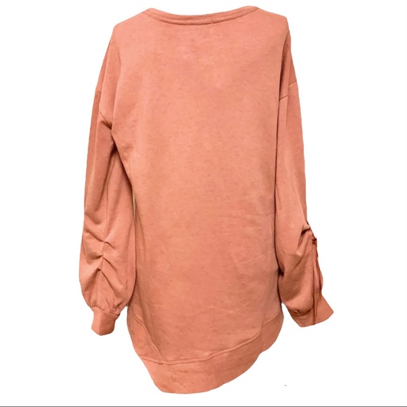 🆕 Embroidered Salmon Peach DEMOCRACY Bow Tie Grommet Flounce Sleeve Tunic NWT - Picture 11 of 13